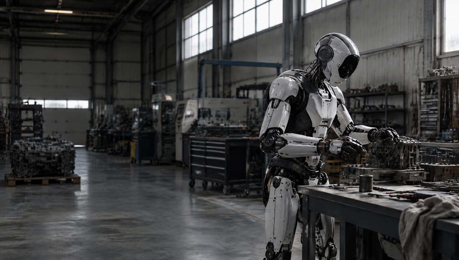 Humanoid robot working in a real industrial environment